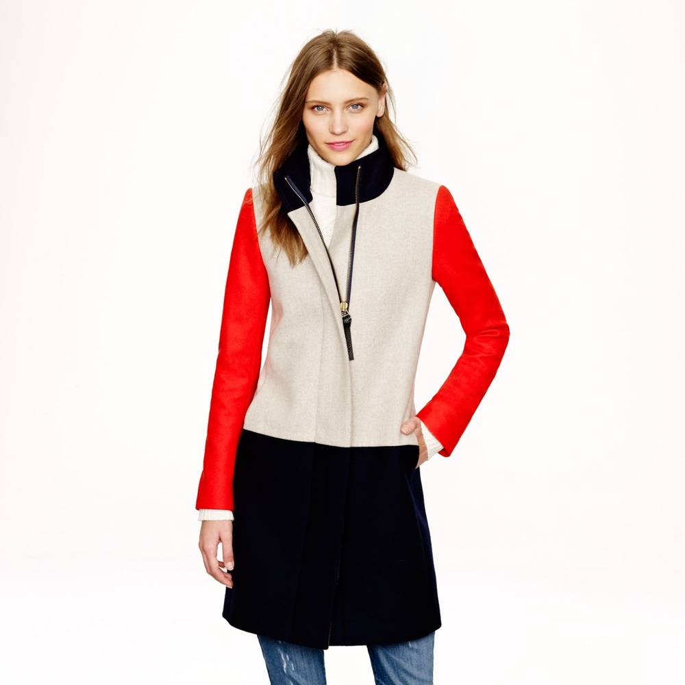 J. Crew funnelneck colorblock coat